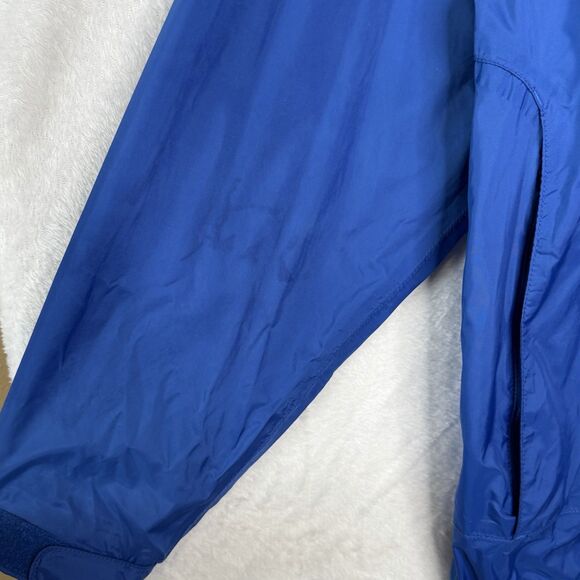 Cabela's Mens M Blue Full Zip Hooded Packable Windbreaker Jacket *Stained* - Picture 8 of 16
